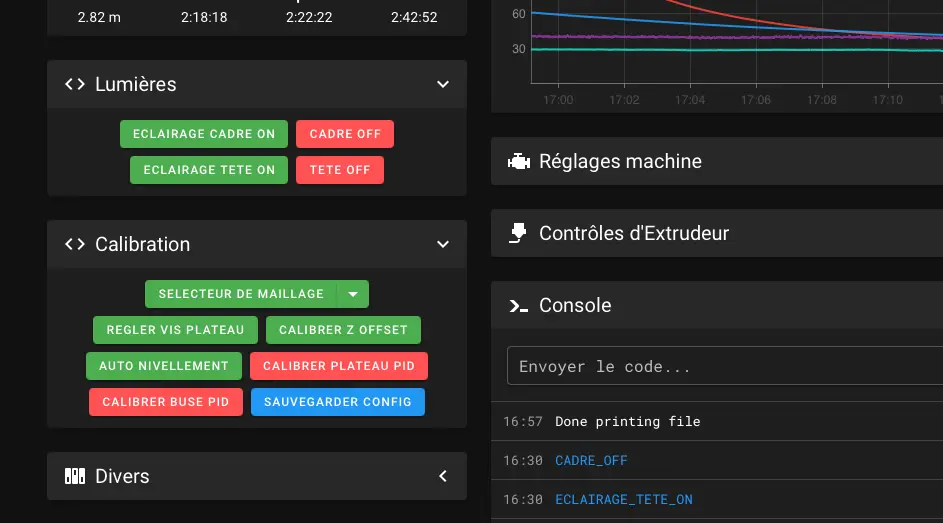 Rendu de l'interface francisée dans Mainsail